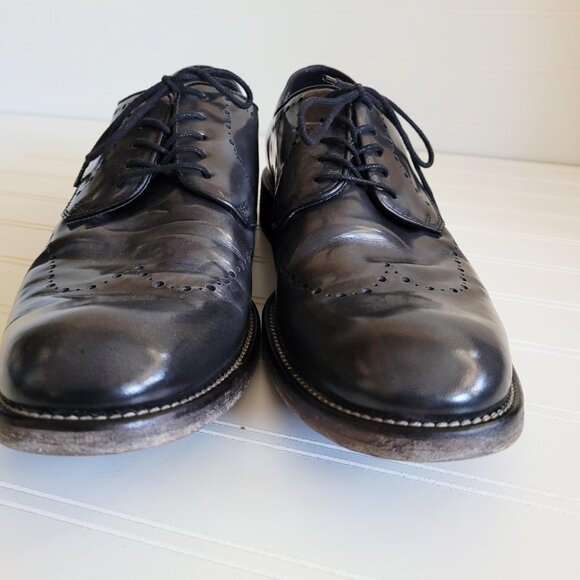 John Varvatos Leather Dress Shoes Wingtip Brogue Oxfords Grey Made in Italy - Picture 5 of 15